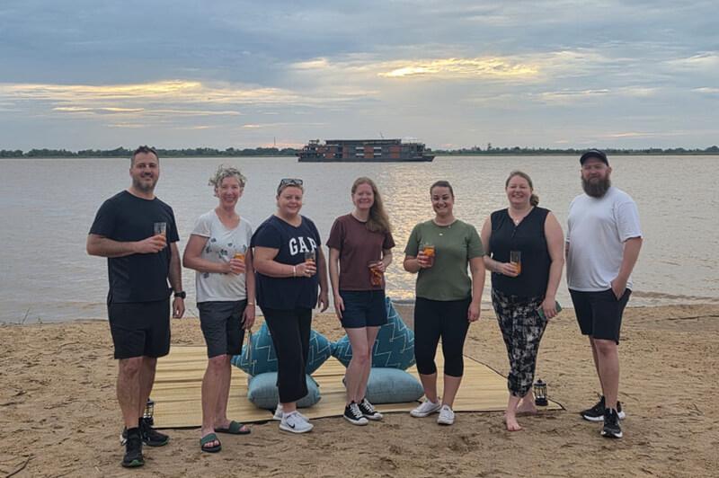 Our advisors toasting to a one-of-a-kind journey through Vietnam and Cambodia, hosted by Aqua Expeditions.