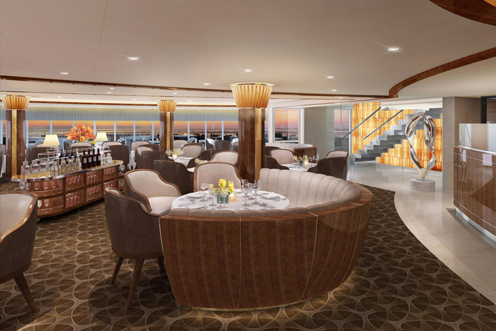 Designed by Adam D. Tihany, here's how The Grill will look on Seabourn Quest. Image: Seabourn