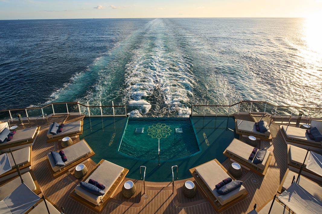 View from Astern Pool onboard EXPLORA II luxury cruise