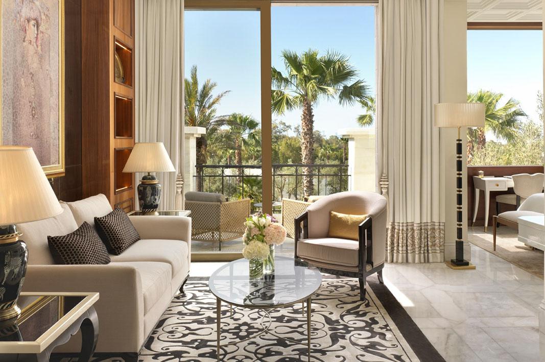 A deluxe room at the Ritz-Carlton Rabat, Dar Es Salam luxury hotel
