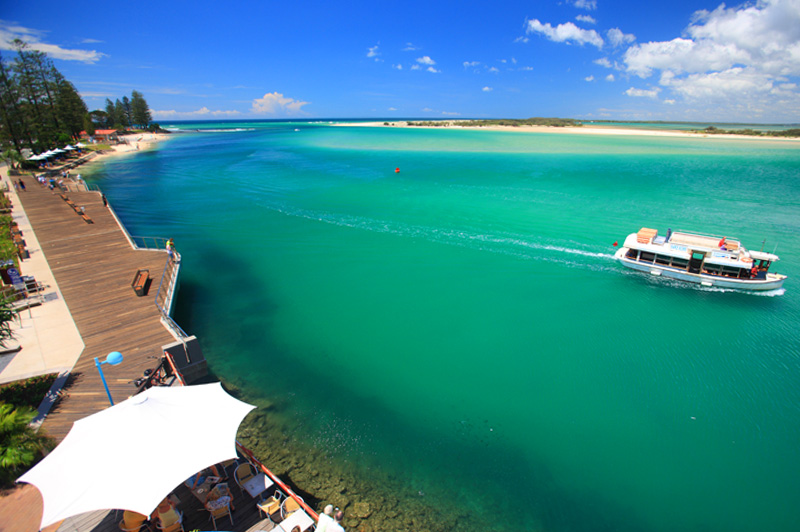 Looking across the Pumicestone Passage to Bulcock Beach. Image: Visit Sunshine Coast
