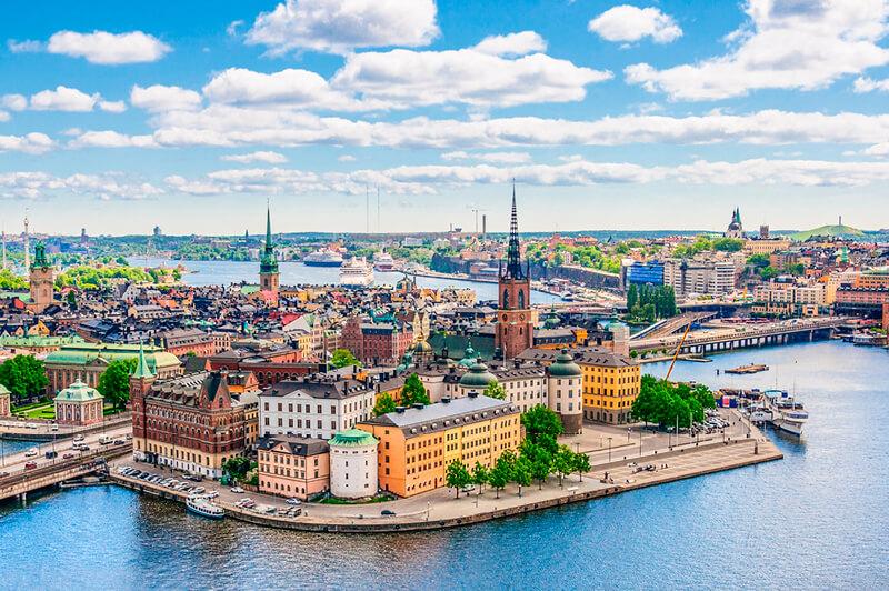In Stockholm, Sweden, the well-preserved 13th-century Gamla Stan (its charming old town) features gabled merchant houses and a rich mix of architectural styles.