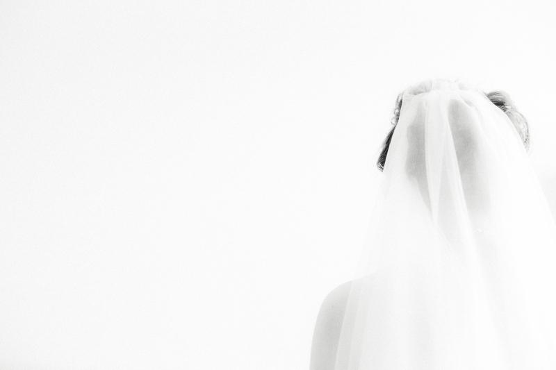 Rear view of bride in veil