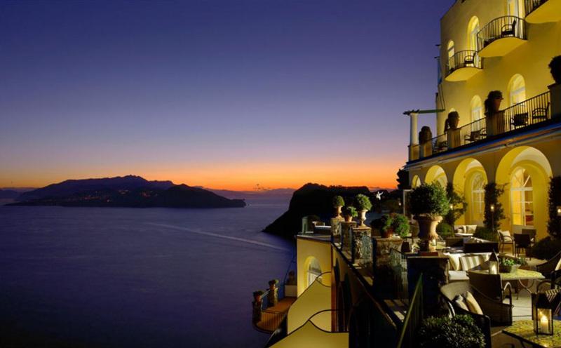 Capri island cliffside hotel with view across the ocean