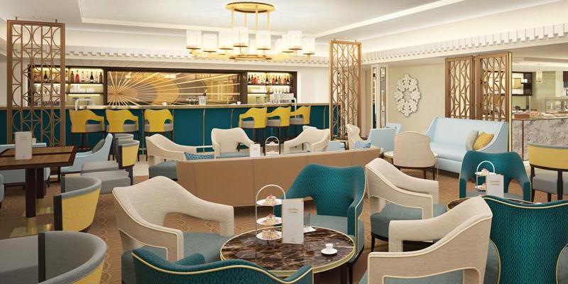 The new Carinthia Lounge named after an ex-Cunard ship, Carinthia (1956-68). Image: Cunard Line
