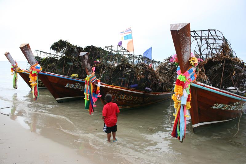 Fishing fleet on the beach at Saladan