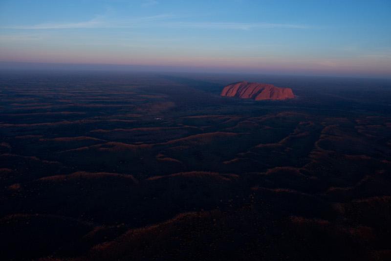 Travel Associates aerial of uluru at dusk
