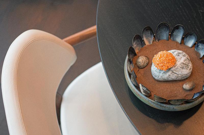 Monkfish liver, lemon verbena, black currant wood at Mana, Manchester (image courtesy of Mona)