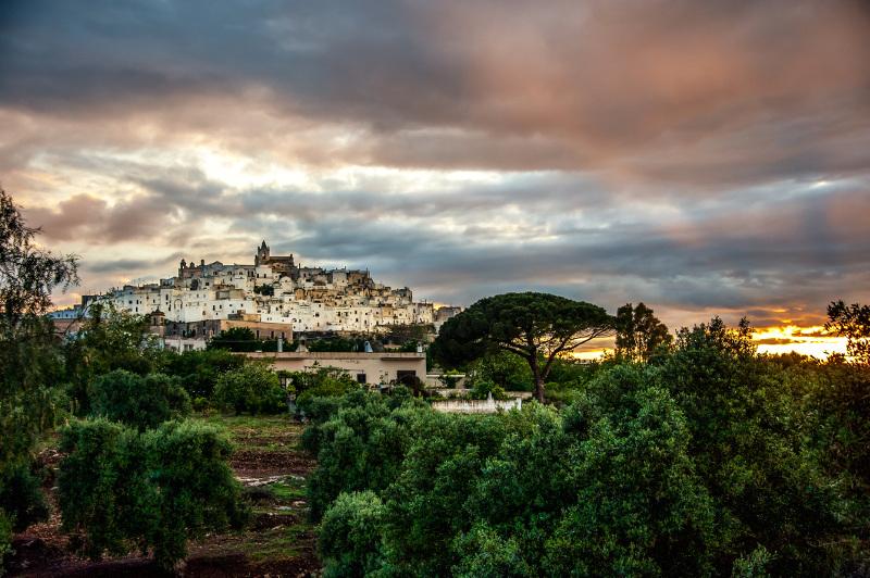 The white village of Ostuni built on a scenic rise