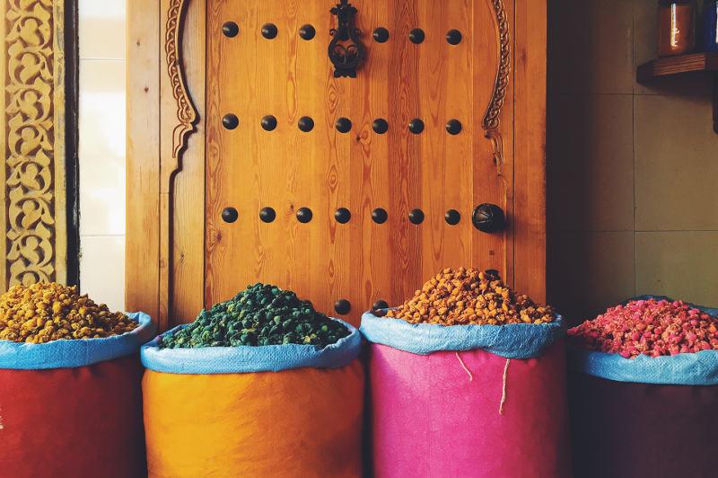 Colourful containers of spices
