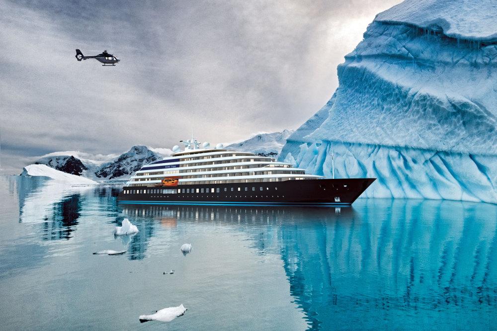 Scenic Eclipse ship sails in Antarctica